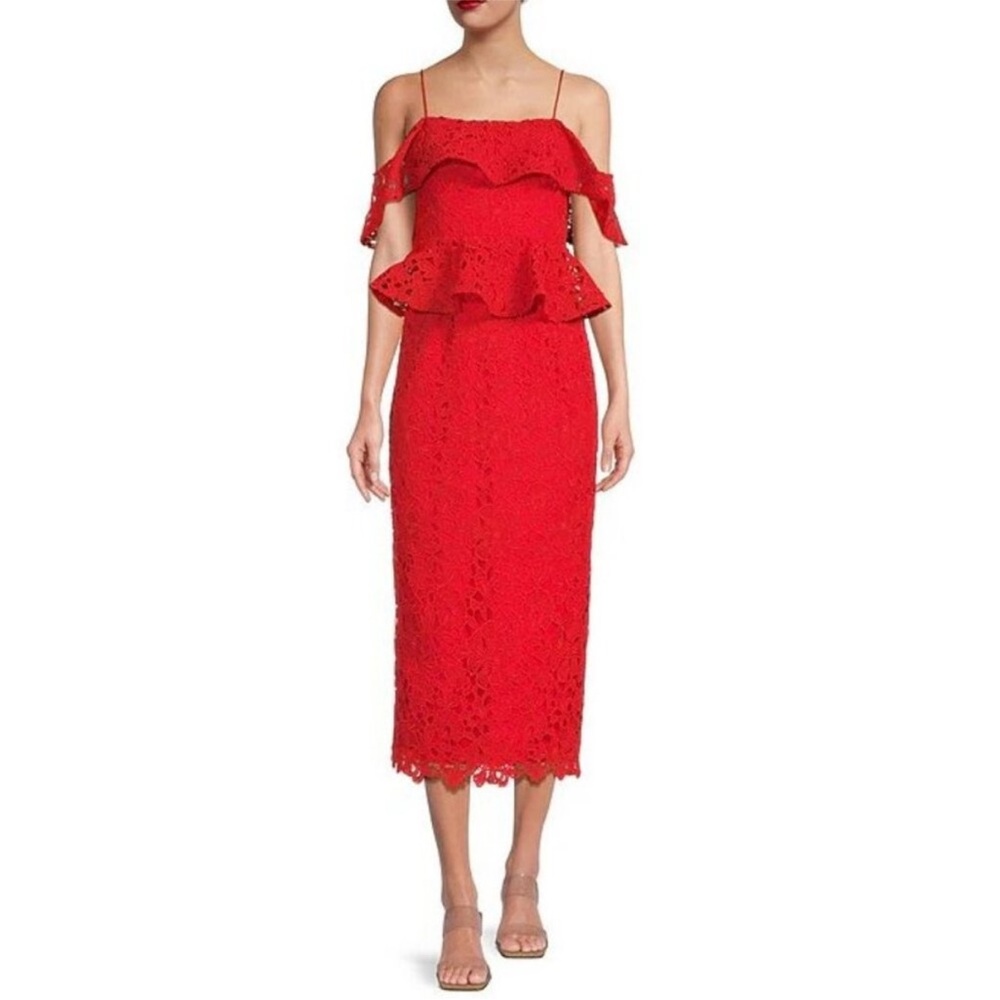 NWOT Muse by Marchesa Red Lace midi dress
